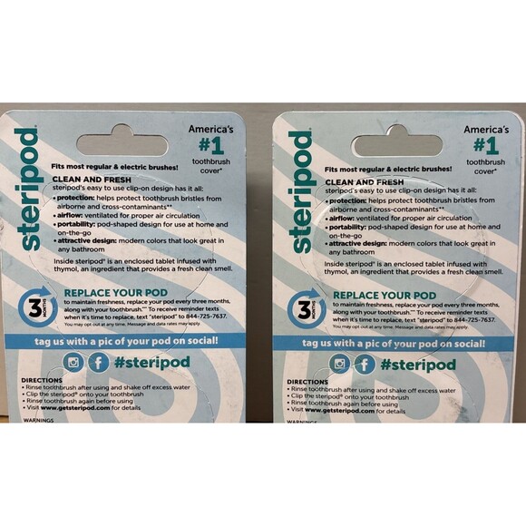 2 Packs STERIPOD 4 Pod Protector Sanitizing Toothbrush Case Fresh Scent READ DES - Picture 5 of 6